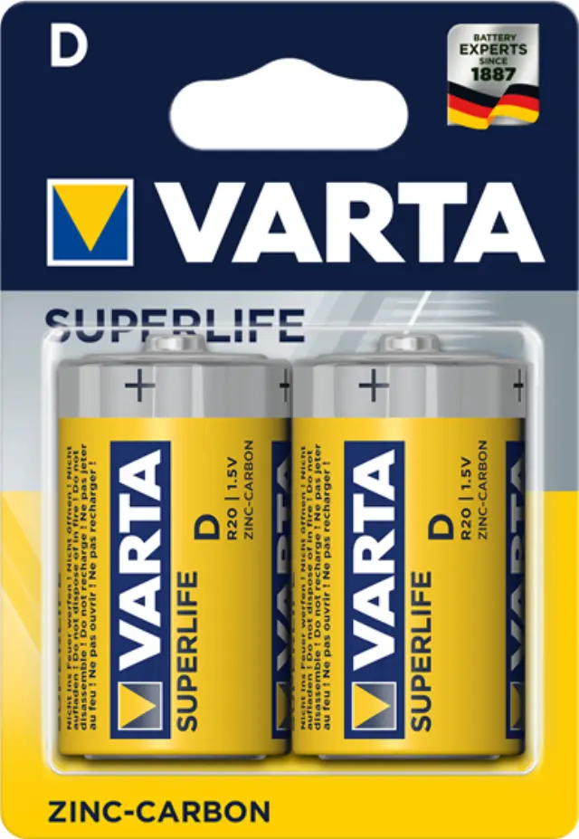 Varta Superlife R20 D Zinc Carbon battery (Blister) (VART16477)