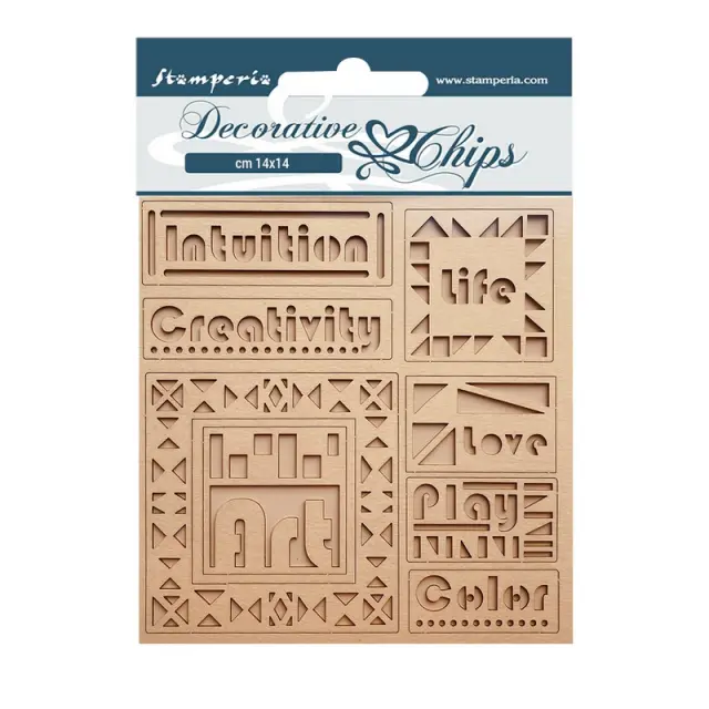 Chipboard Stamperia 14x14cm, Bauhaus, Script