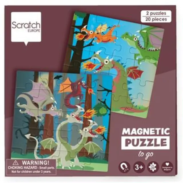 Παιχνίδι Scratch Μαγνητικό παζλ Δράκοι 20τμχ