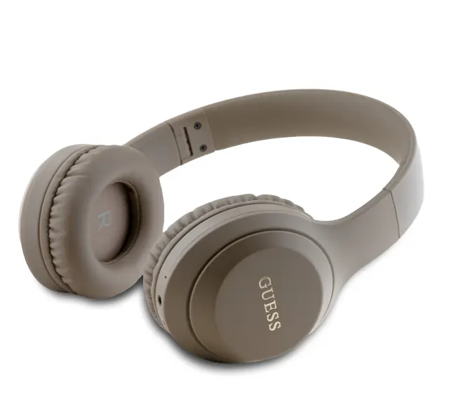 Guess Classic Silver Logo Wireless Headphone Brown 2