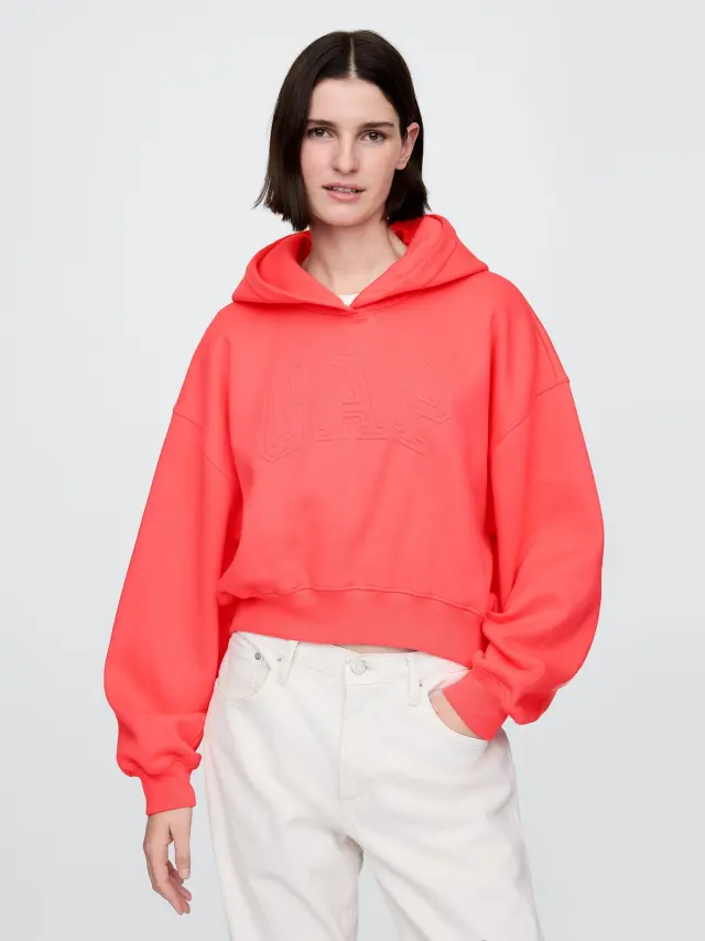 Πορτοκαλί Vintage Soft Cropped Logo Φούτερ FRESH CORAL - M