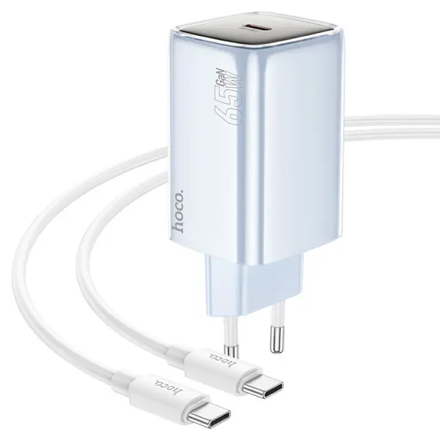 Hoco Φορτιστής με Θύρα USB-C και Καλώδιο USB-C 65W Λευκός N48 3