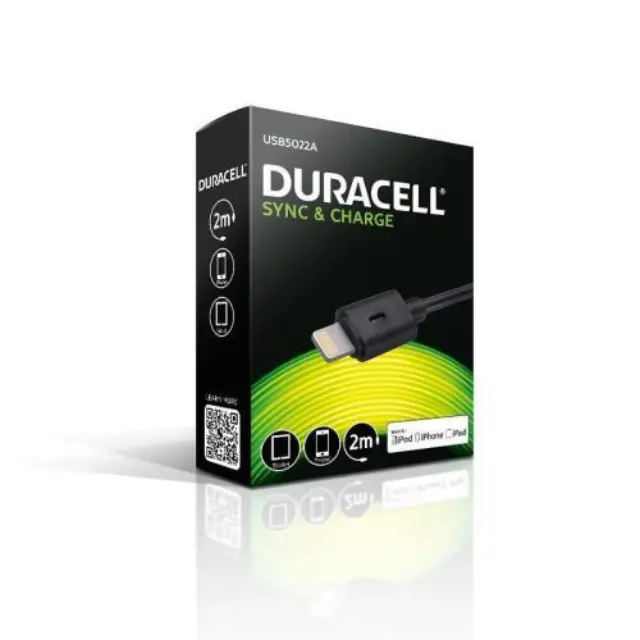 Καλώδιο Σύνδεσης USB 2.0 Duracell USB A σε MFI Lightning 15W 2m Μαύρο N24616