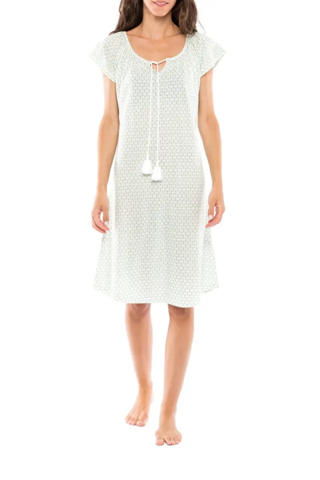 S1121 - Type - NIGHTGOWN GREEN GEOMETRIC