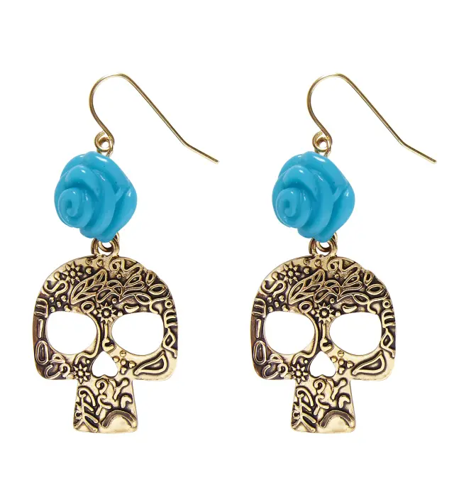 Αποκριάτικο Αξεσουάρ Σκουλαρίκια Azure Skull (Widmann) (W-03505)