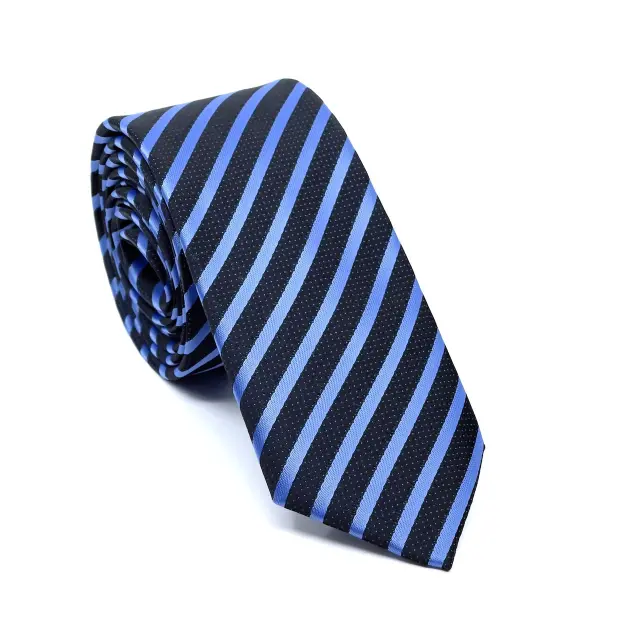 Μπλε Diagonal Ριγέ Γραβάτα Microfiber Σετ με Μαντήλι 2