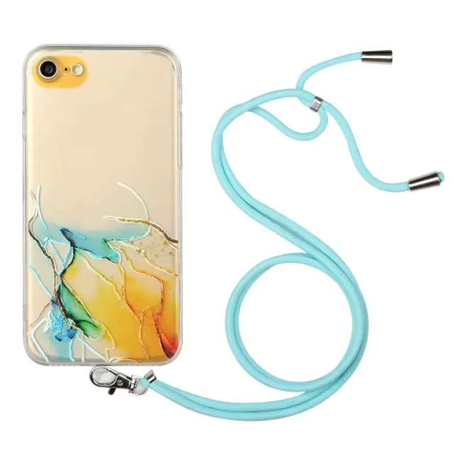 Θήκη Σιλικόνης Hollow Marble για iPhone 6 Plus με Κορδόνι για τον Λαιμό Yellow