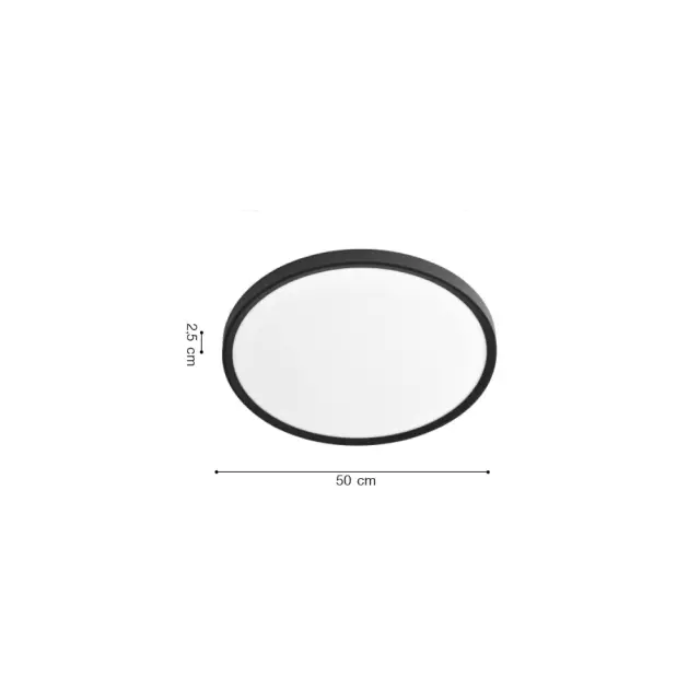Inlight Πλαφονιέρα οροφής LED 40W 3CCT (by switch on base) σε μαύρη απόχρωση D:50x2,5cm (42036-B-Black) 2