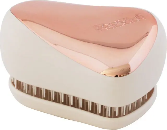 Tangle Teezer Compact Styler On The Go Detanglish Hairbrush Rose Gold Ivory Επαναστατική Βούρτσα που Ξεμπερδεύει Εύκολα τα Μαλλιά, 1τμχ