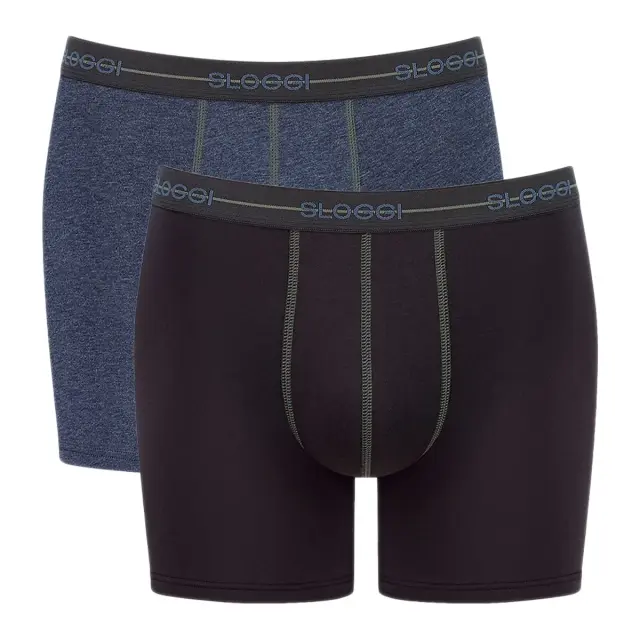 Sloggi Ανδρικό Boxer Start Short - Διπλό πακέτο, Χρώμα Μωβ-Μπλε Μελανζέ - S