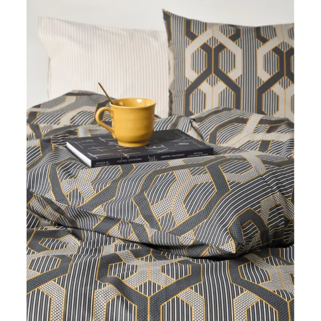 Σετ Σεντόνια Ημίδιπλα 3 Τεμαχίων Kentia Alexei 15 Grey-Black-Mustard-Off White 190x270 3