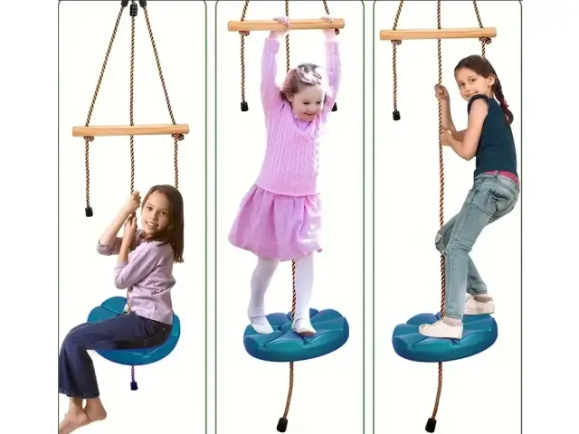Παιδική Στρογγυλή Κούνια Κήπου Αντοχής 75kg σε Μπλε Χρώμα, 30x190 cm 2
