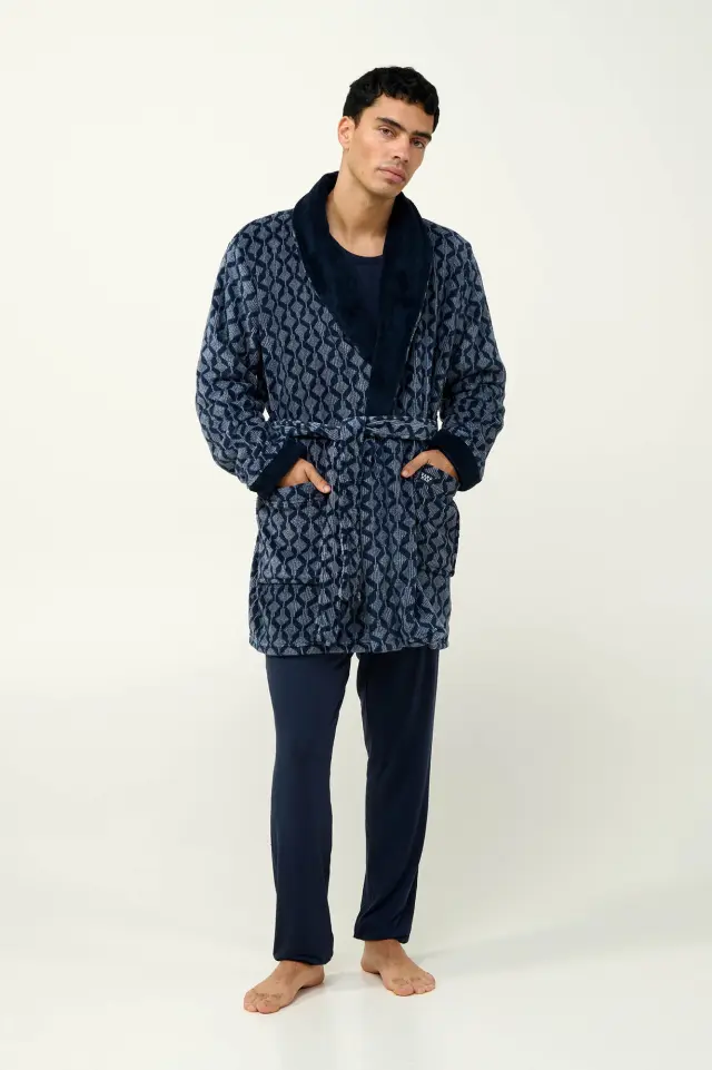 Ανδρική Σταυρωτή Fleece Ρόμπα Vamp 23780 BLUE 2