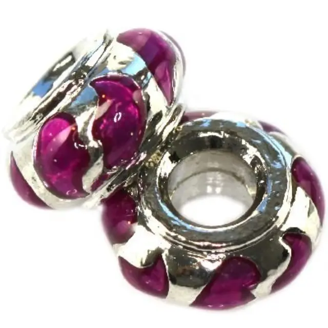 Μεταλλική Χάντρα Modular Pink Leaves 7x13mm - 5τεμ