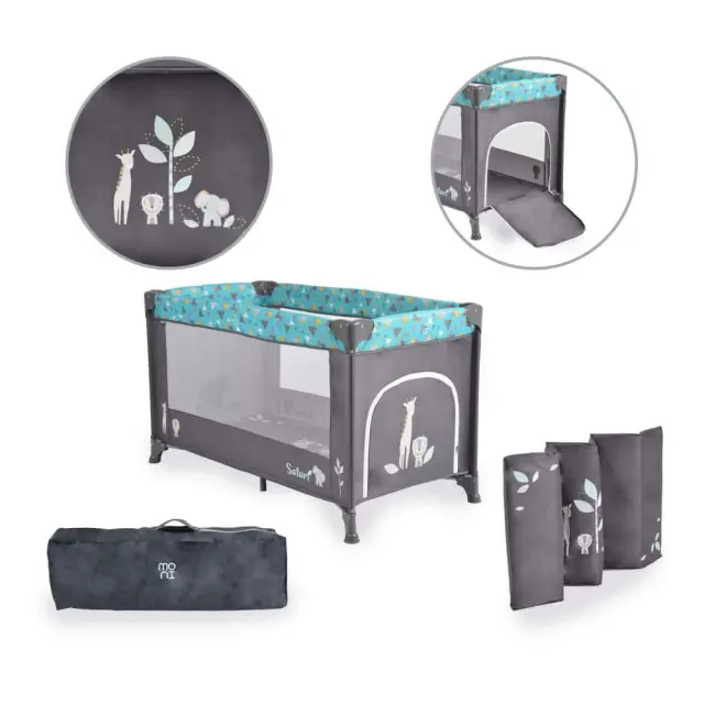 Παρκοκρέβατο 1 Επιπέδου Safari Moni Turquoise 3800146248659 2