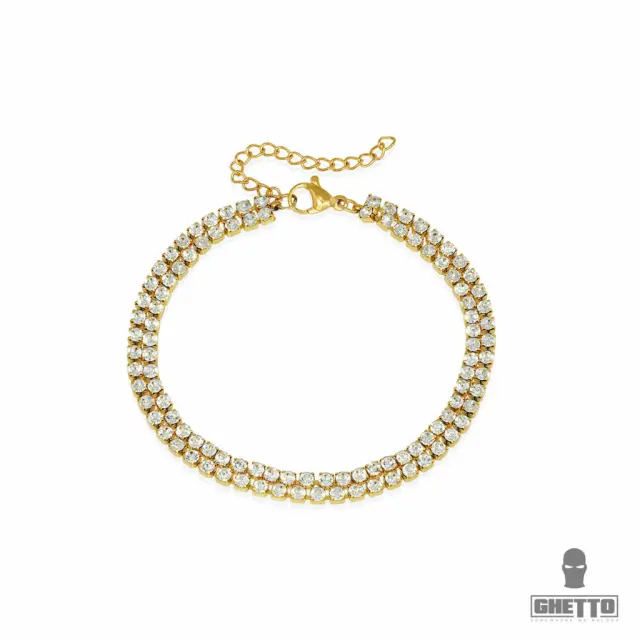 Ghetto Full Crystal Bracelet Stainless Steel Gold