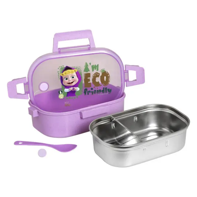 Ecolife Ανοξείδωτο Φαγητοδοχείο Με Χώρισμα 900ml 'Masha-Eco Friendly' Μωβ 33-BO-9002 2