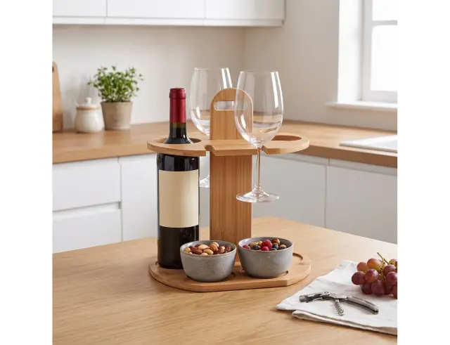Βάση για ποτήρια και μπουκάλια Εxcellent Houseware Ξύλο Μπαμπού, 32.5x24x31.5cm - Kαφέ 170488200