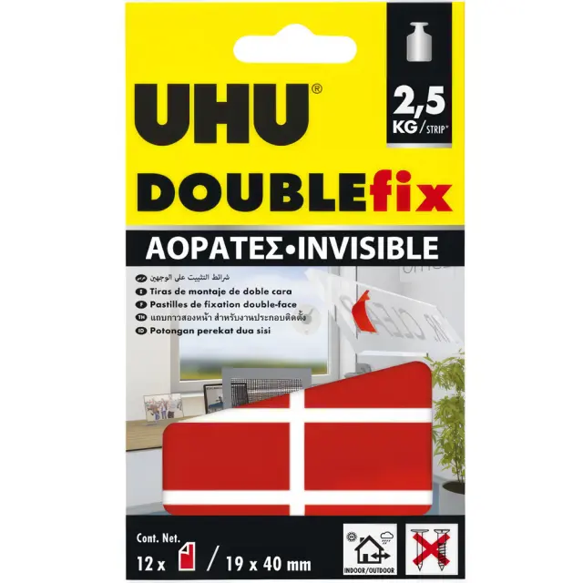 Ταινίες στερέωσης διπλής όψης 12 τεμάχια UHU Doublefix Indoor