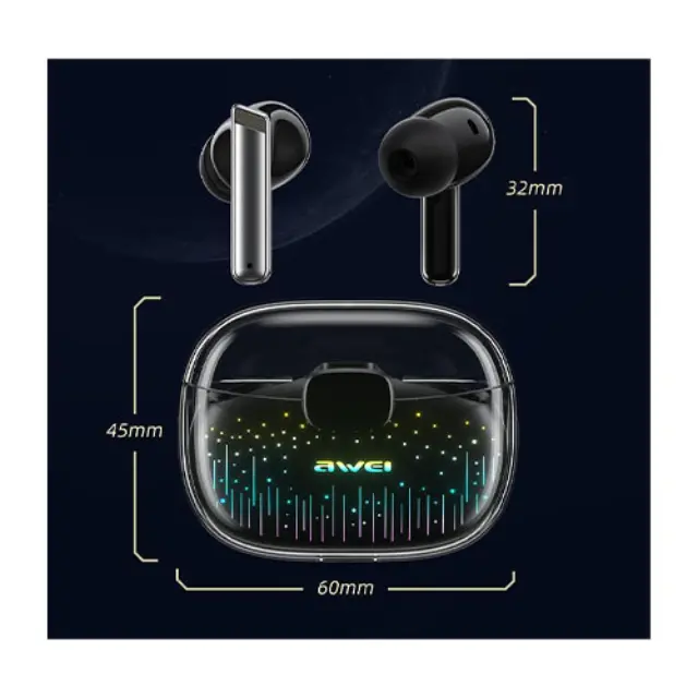 Awei T52 Pro In-ear Bluetooth Handsfree Ακουστικά με Αντοχή στον Ιδρώτα και Θήκη Φόρτισης Μαύρα 2