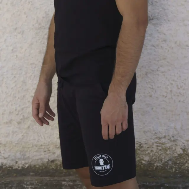 GHETTO Black Streetwear Shorts | Urban Logo Shorts for Men 2