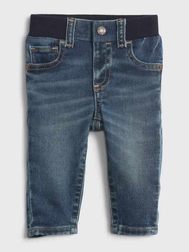 Μπλε Βρεφικό Organic Knit-Denim Slim Jean Παντελόνι dark wash