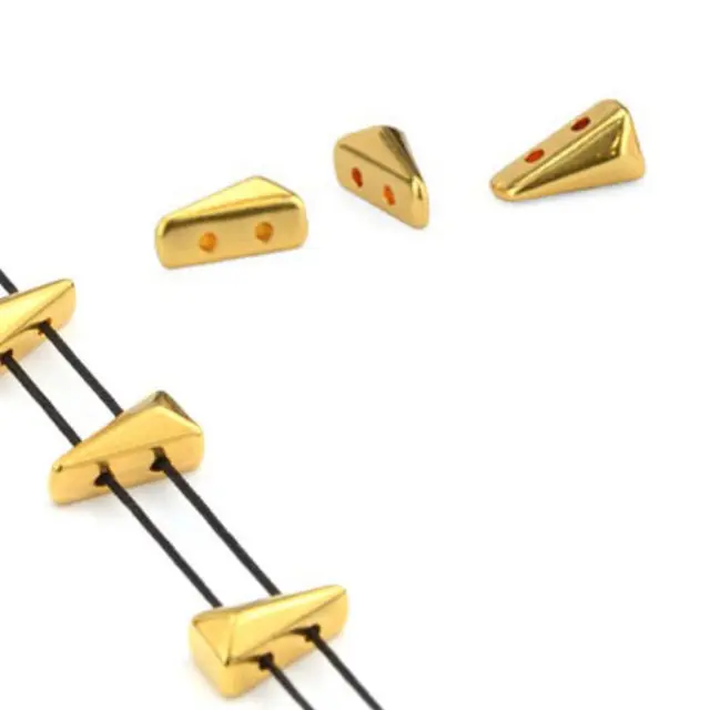 Μεταλλικό Ζάμακ Χυτό Στοιχείο Περαστό 5x8mm - Τρίγωνο - 24K Gold Plated - 6τεμ