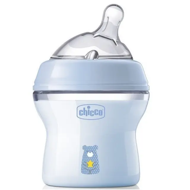 Chicco Πλαστικό Μπιμπερό Natural Feeling Κατά των Κολικών με Θηλή Σιλικόνης 150ml για 0+ μηνών Ciel