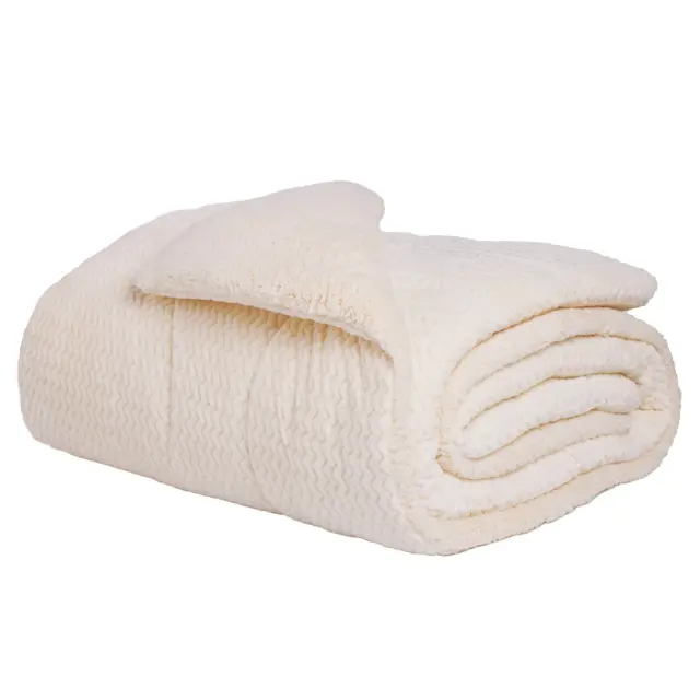 Κουβερτοπάπλωμα 160x220 Μονό 750gsm Fleece-Sherpa Das Home 1366 Ecru 100% Πολυέστερ 3