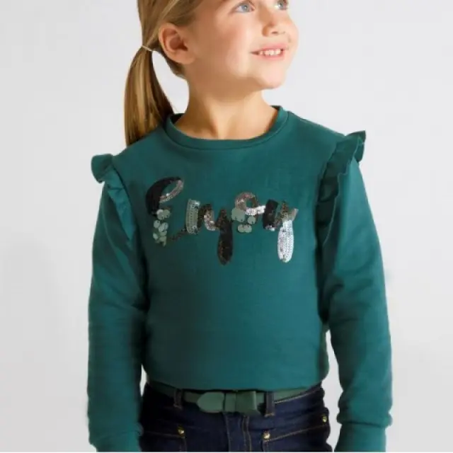 Mayoral Mini Μπλούζα Φούτερ Με Πούλιες Enjoy Χρώμα 32 (12-04476-032) Πράσινο - 4 ετών 2