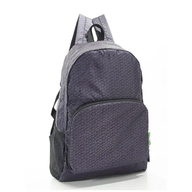 Eco Chic Αναδιπλούμενο Σακίδιο Πλάτης / Recycled Foldable Backpack (10 σχέδια) Black cubes 2