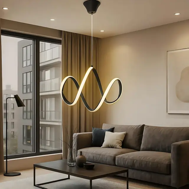 Stewehome Dolce Κρεμαστό Φωτιστικό Μαύρο LED Ισχυρού Λευκού Φωτισμού 37x37x90 cm