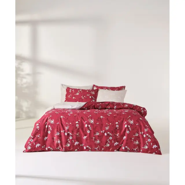 Σετ Παπλωματοθήκη Υπέρδιπλη 3 Τεμαχίων Kentia Ofilia Red- Beige- White 220x240