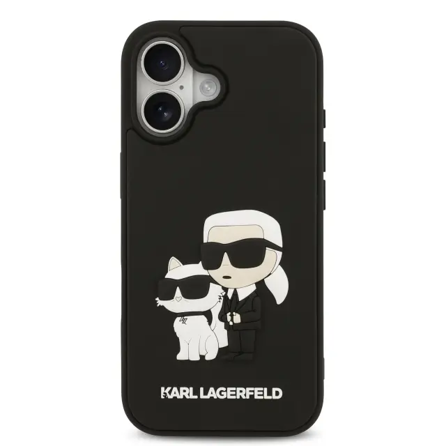 Karl Lagerfeld 3D Rubber Karl and Choupette Case for iPhone 17 Black 3