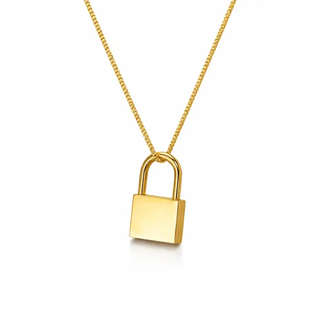 Ghetto Necklace Stainless Steel 18k gold-plated lock shape