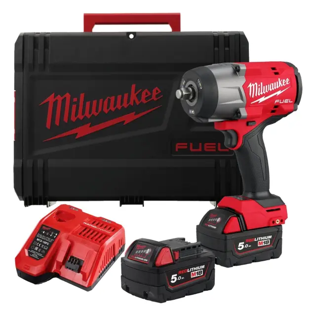 Milwaukee 4933492783 - Μπουλονόκλειδο Yψηλής Ροπής με Δαχτυλίδι Συγκράτησης M18 FUEL™ FHIW2F12-502X ½″ με 2 Μπαταρίες 5.0Αh + Βαλίτσα Μεταφοράς (2x 5.0Αh) + Φορτιστή