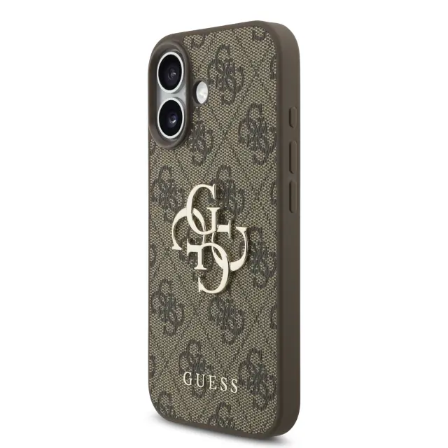 Guess PU 4G Metal Logo Strap Case for iPhone 17 Brown 2