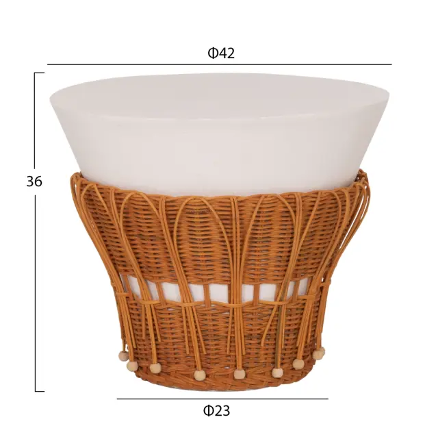 ΤΡΑΠΕΖΙ ΒΟΗΘΗΤΙΚΟ FB918164.02S FIBER CEMENT ΛΕΥΚΟ-ΦΥΣΙΚΟ RATTAN--Φ42x36Υεκ 2