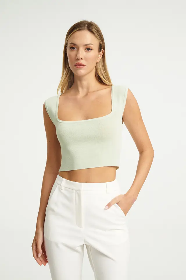 Πλεκτό Crop Top με Τετράγωνο Λαιμό LIMBO KNIT TOP - XS