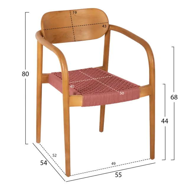 ΠΟΛΥΘΡΟΝΑ FB99636.06 ΞΥΛΟ TEAK ΦΥΣΙΚΟ & ΡΟΖ ΣΧΟΙΝΙ 55x54x80Yεκ. 2