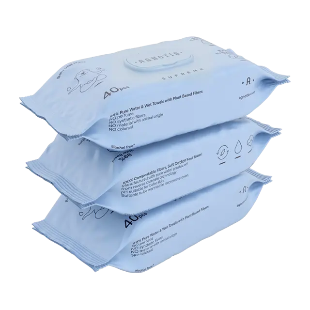 AGNOTIS Μωρομάντηλα Supreme 3x40τεμ – Απαλά & Ανθεκτικά για Καθημερινή Φροντίδα Μωρού 99% Nερό