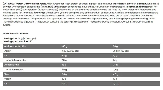 FA - Fitness Authority WOW! Protein Oatmeal Pear - Apple, 1 kg 2