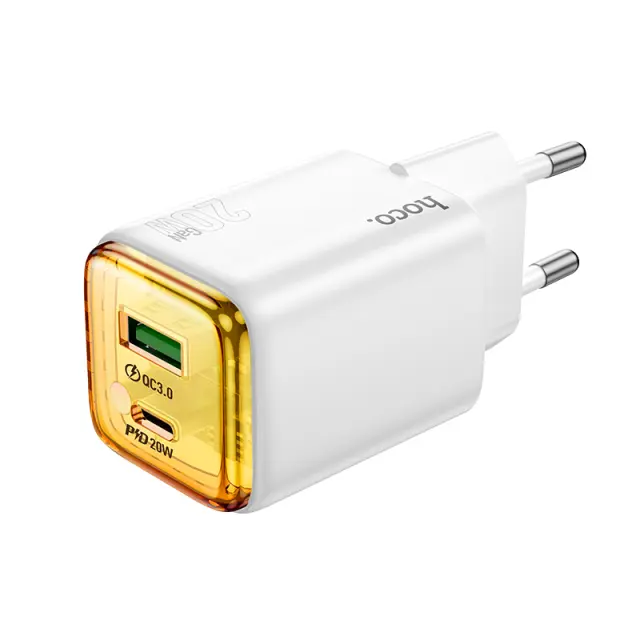 Φορτιστής Ταξιδίου Hoco N52 Monsoon με 2 Εξόδους Φόρτισης USB QC3.0 20W και USB-C PD20W Λευκός