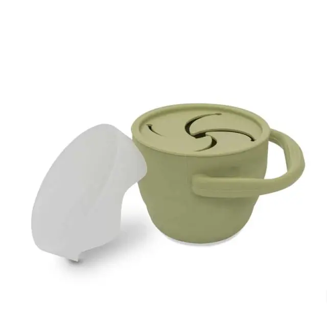 Interbaby Ποτηράκι Σιλικόνης Για Σνακ Με Καπάκι Olive Green 2