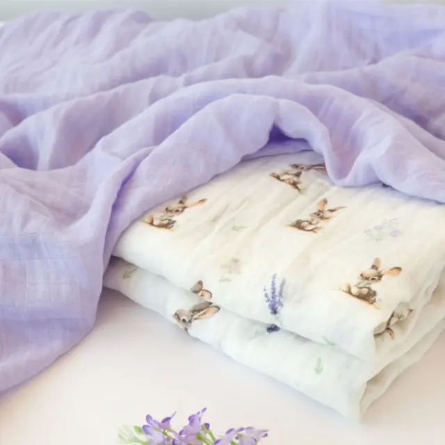 Kiokids Μουσελίνα Bamboo Lavender Bunny 120x120cm. 2