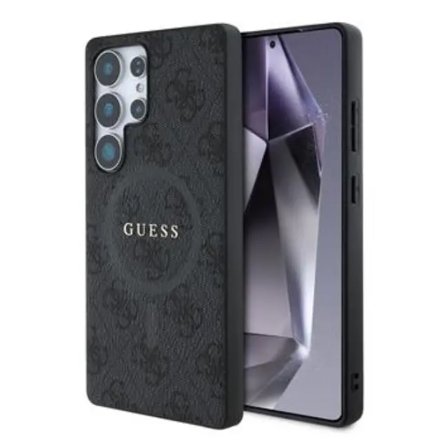 Guess PU Leather 4G Colored Ring MagSafe Case for Samsung Galaxy S25 Ultra Black