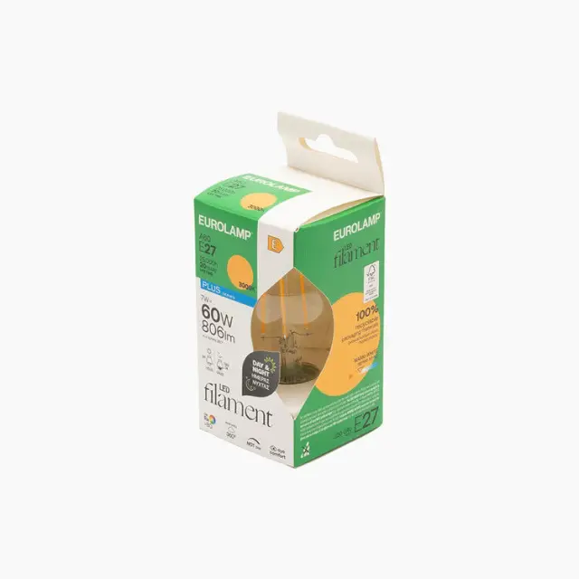 ΛΑΜΠΑ LED FILAMENT ΗΜΕΡΑΣ ΝΥΧΤΑΣ 7W 806lm E27 3000K 220-240V (147-78990) EUROLAMP 2