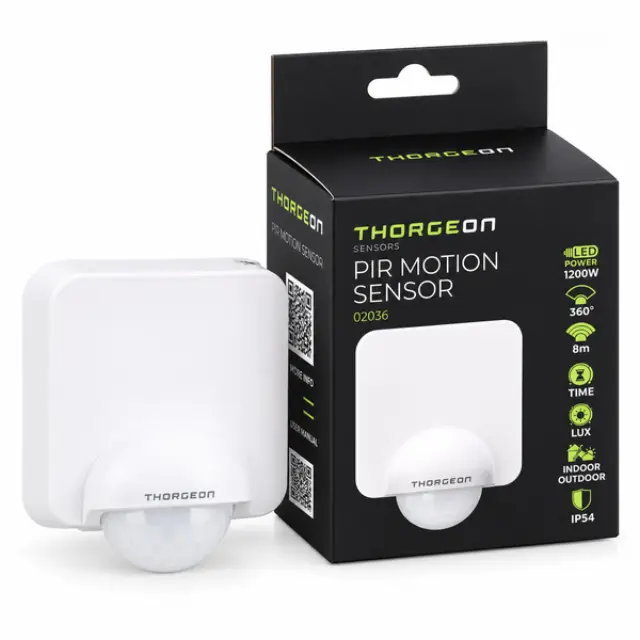 PIR Motion Sensor 8m 1200W IP54 White