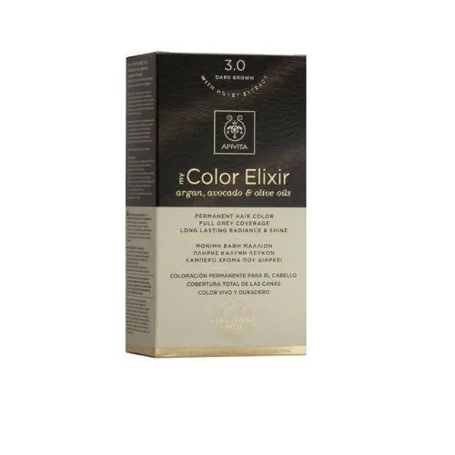 Apivita My Color Elixir Σετ Βαφή Μαλλιών Χωρίς Αμμωνία 3.0 Καστανό Σκούρο 125ml
