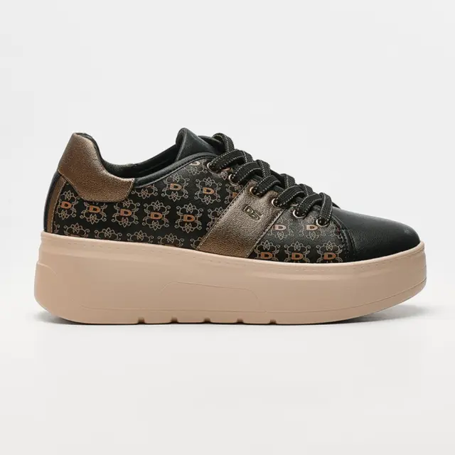 Donna Serena Sneakers Γυναικείο δέρμα Μαύρο DSE/5528 NER/BRONZ